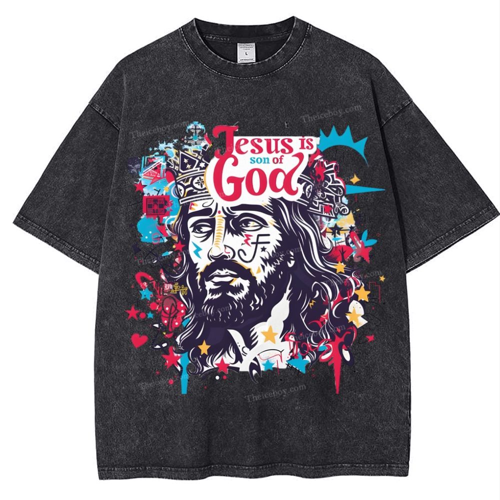 Jesus Son Of God Snowflake Vintage Washed T-Shirt