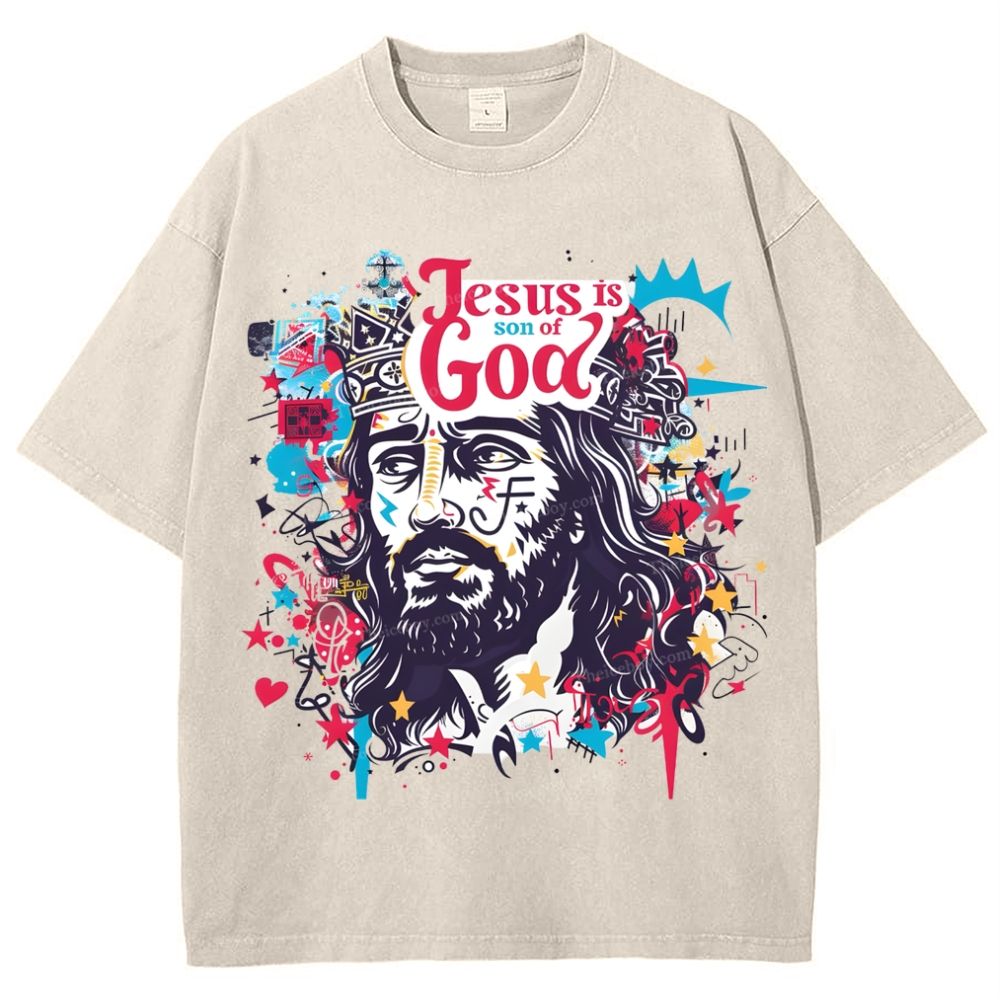 Jesus Son Of God Snowflake Vintage Washed T-Shirt