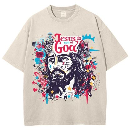 Jesus Son Of God Snowflake Vintage Washed T-Shirt