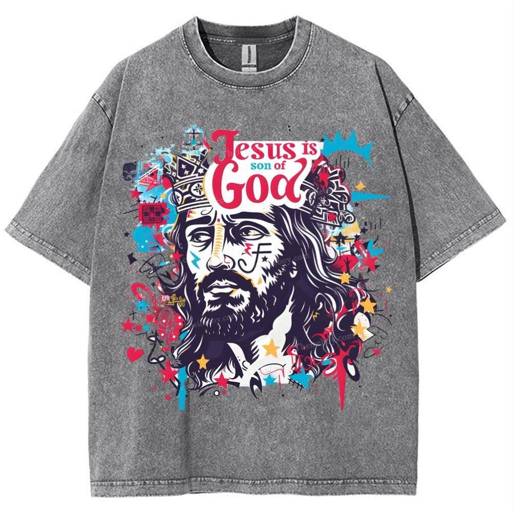 Jesus Son Of God Snowflake Vintage Washed T-Shirt