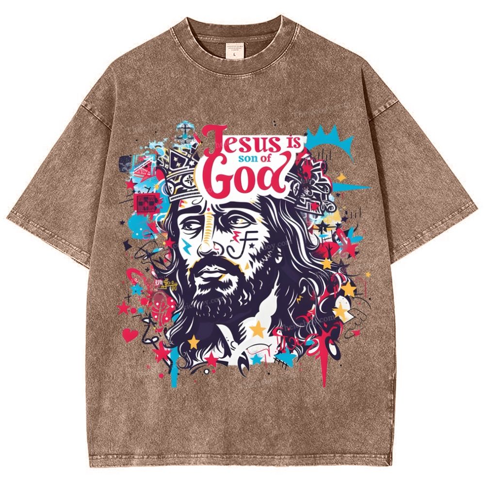 Jesus Son Of God Snowflake Vintage Washed T-Shirt
