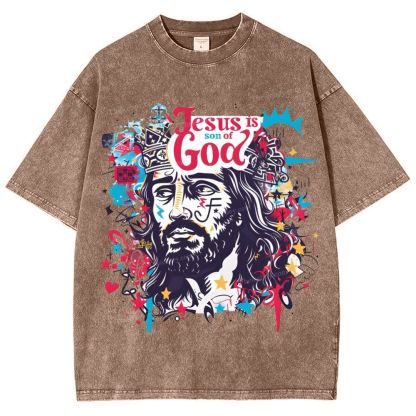 Jesus Son Of God Snowflake Vintage Washed T-Shirt