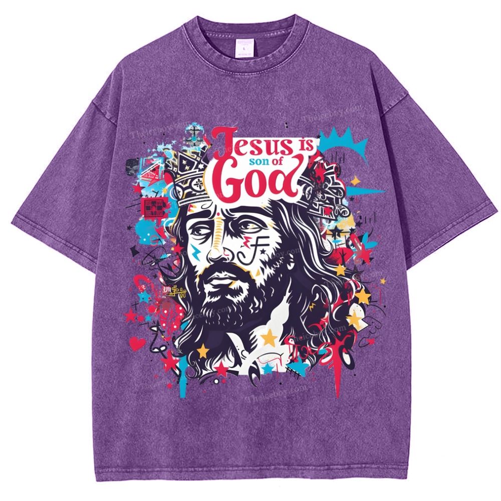 Jesus Son Of God Snowflake Vintage Washed T-Shirt