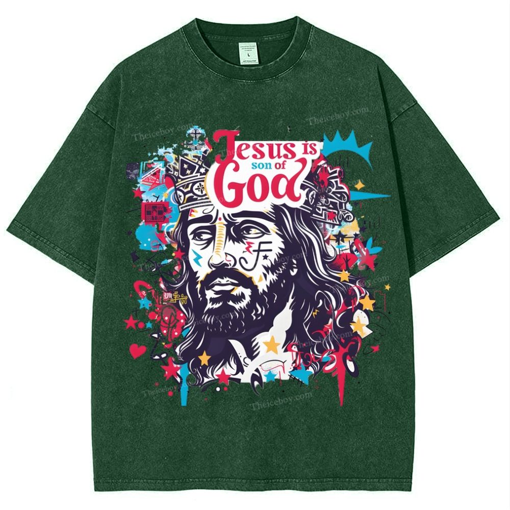 Jesus Son Of God Snowflake Vintage Washed T-Shirt