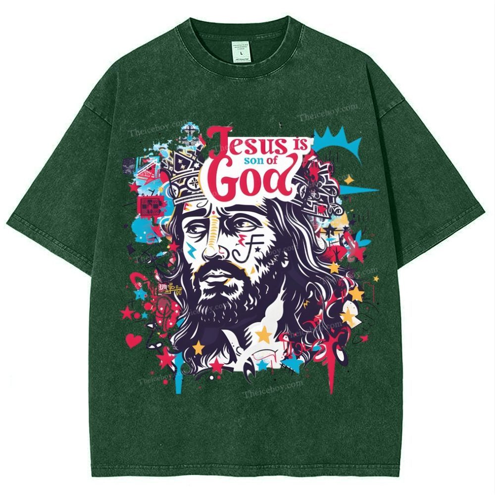 Jesus Son Of God Snowflake Vintage Washed T-Shirt