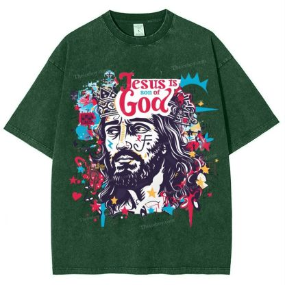 Jesus Son Of God Snowflake Vintage Washed T-Shirt