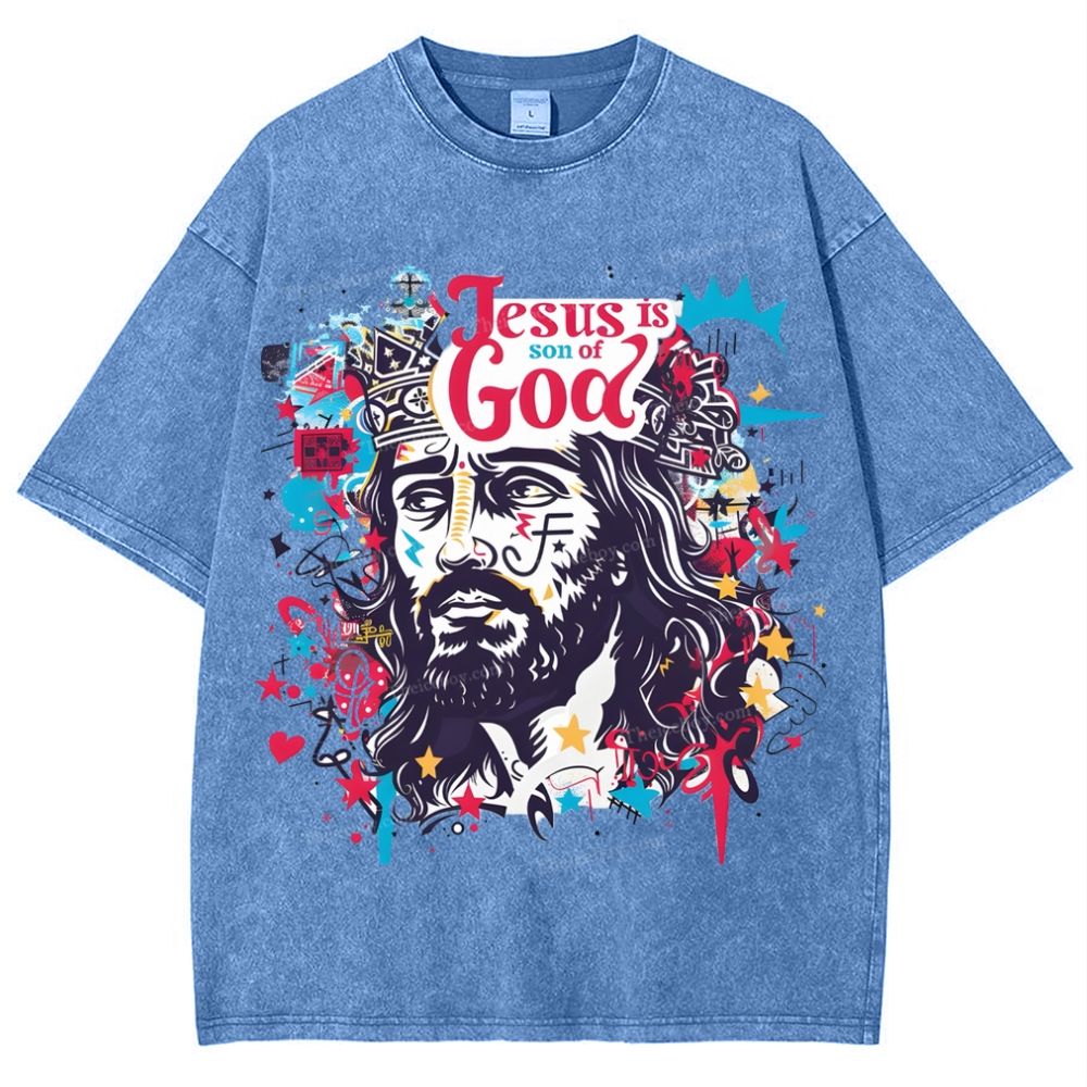 Jesus Son Of God Snowflake Vintage Washed T-Shirt