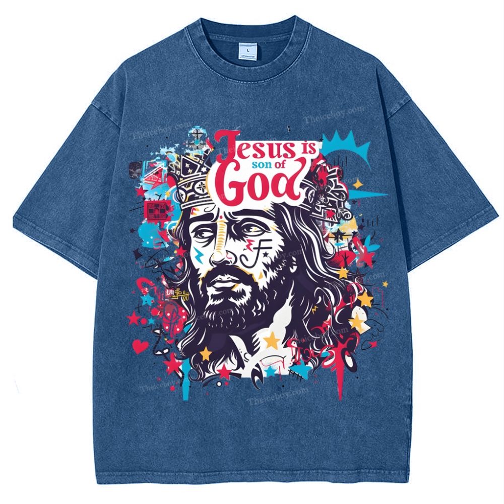 Jesus Son Of God Snowflake Vintage Washed T-Shirt