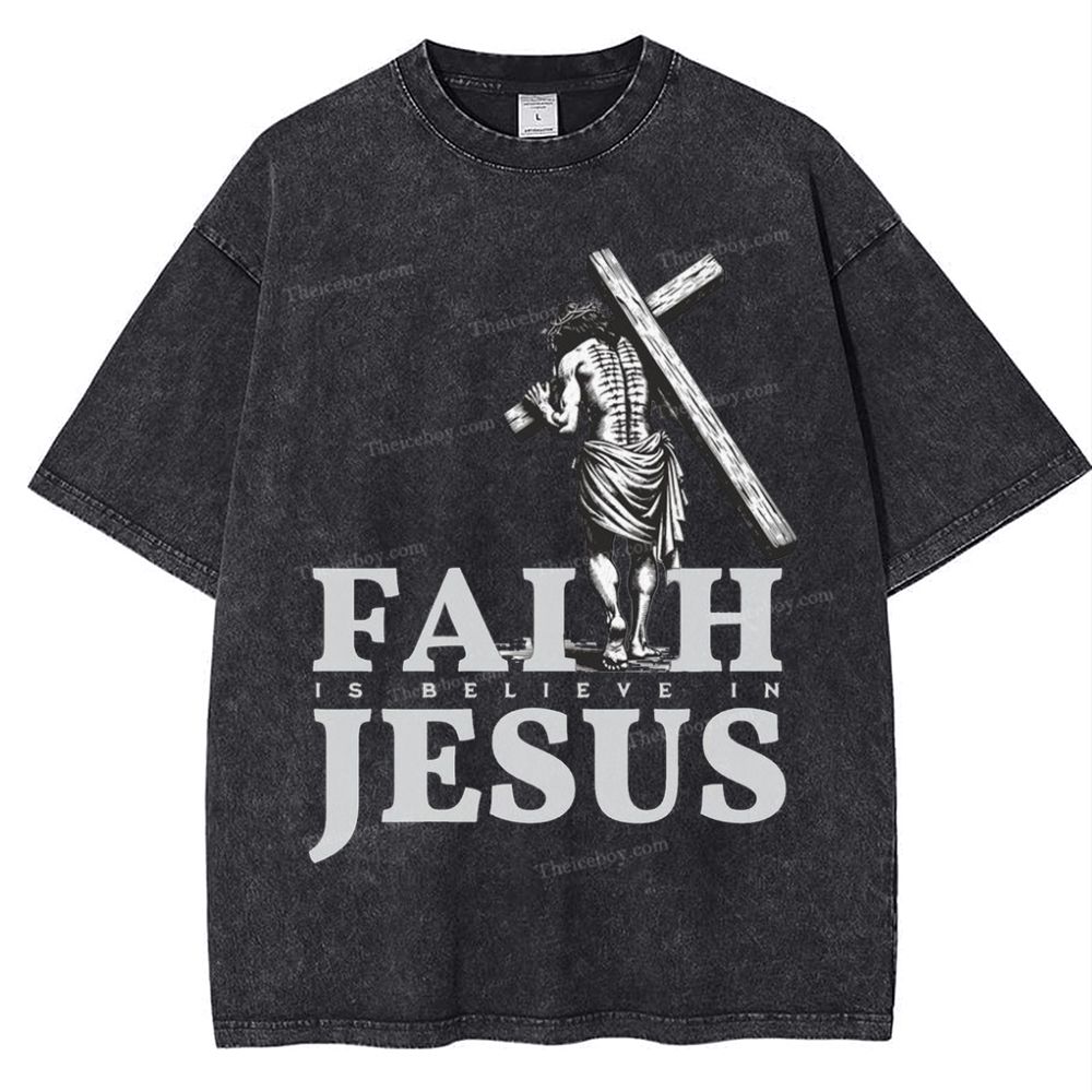 Faith Jesus Snowflake Vintage Washed T-Shirt