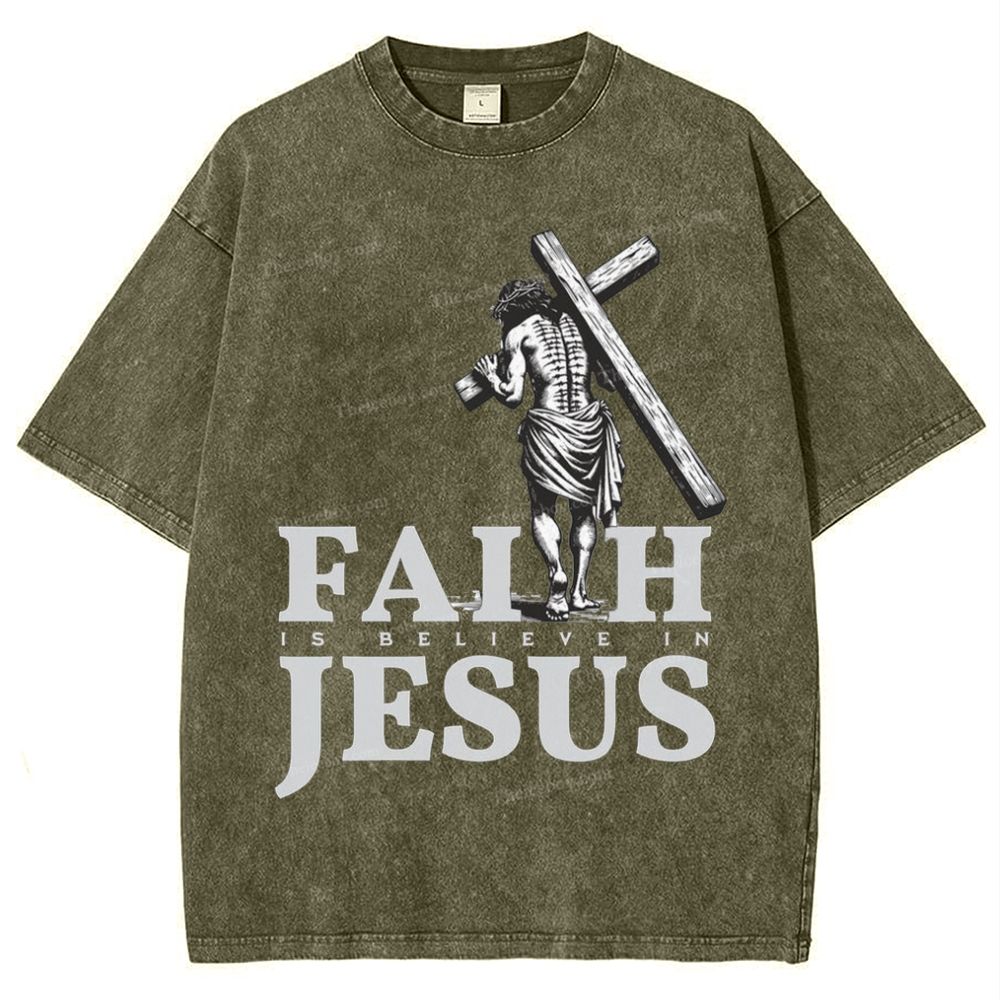 Faith Jesus Snowflake Vintage Washed T-Shirt