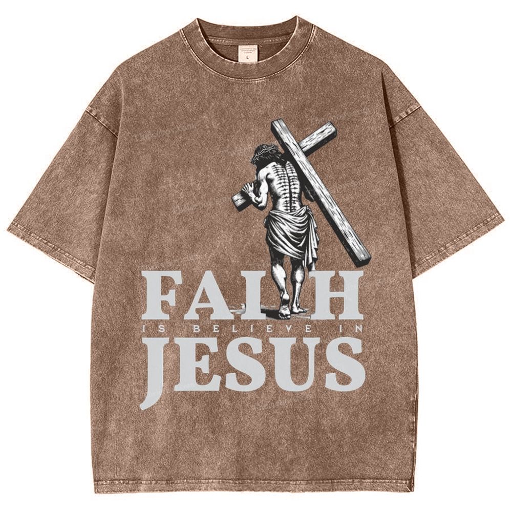 Faith Jesus Snowflake Vintage Washed T-Shirt