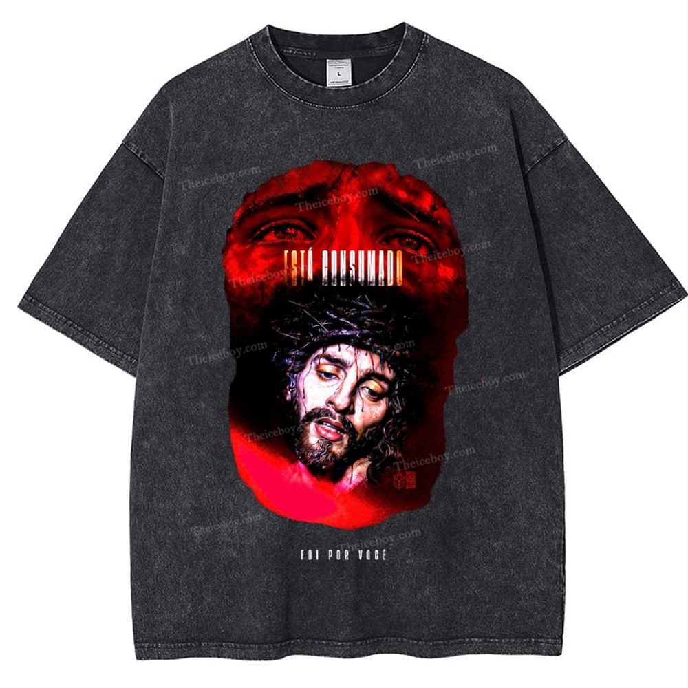 Sad Jesus Snowflake Vintage Washed T-Shirt 