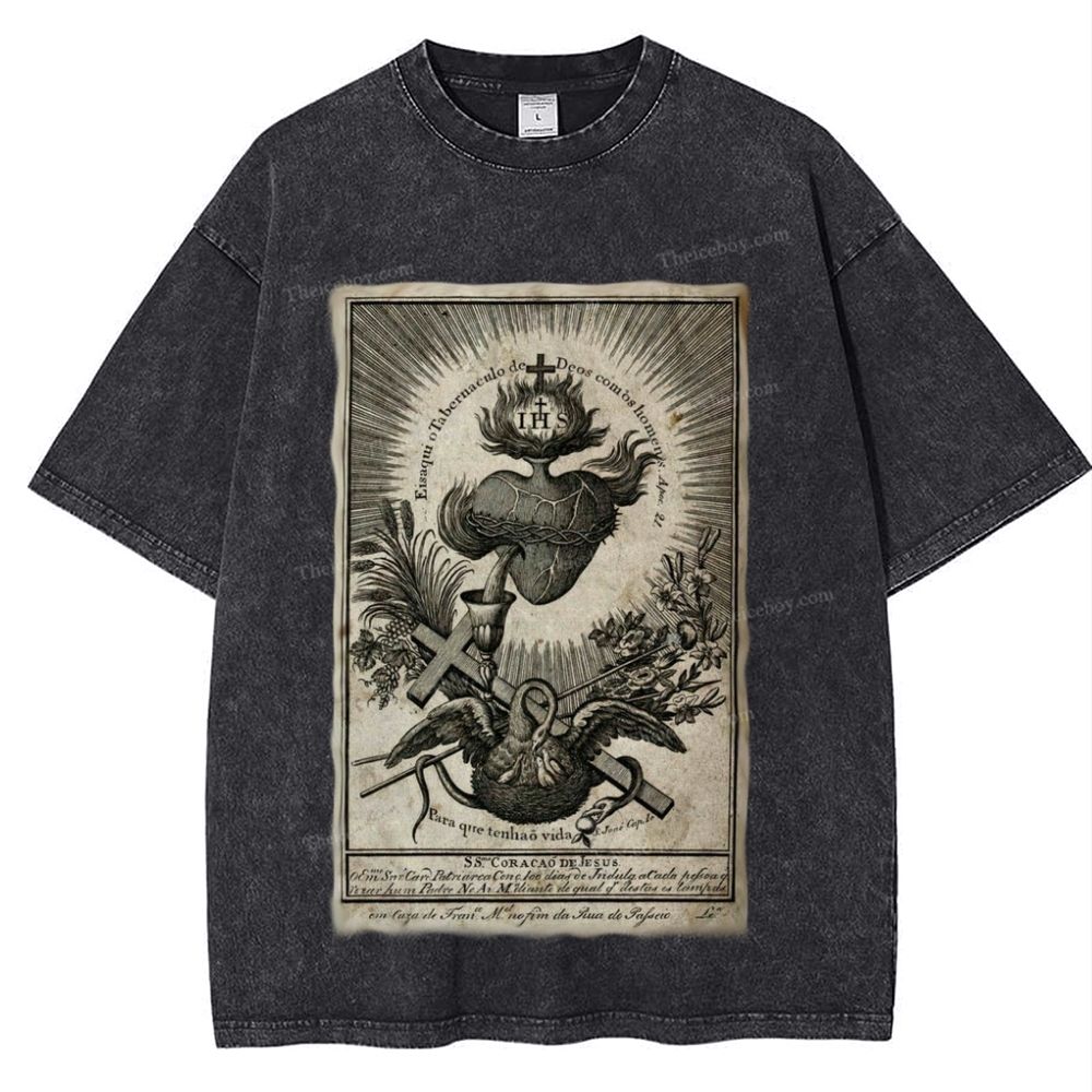 Sacred Heart of Jesus Snowflake Vintage Cotton T-Shirt