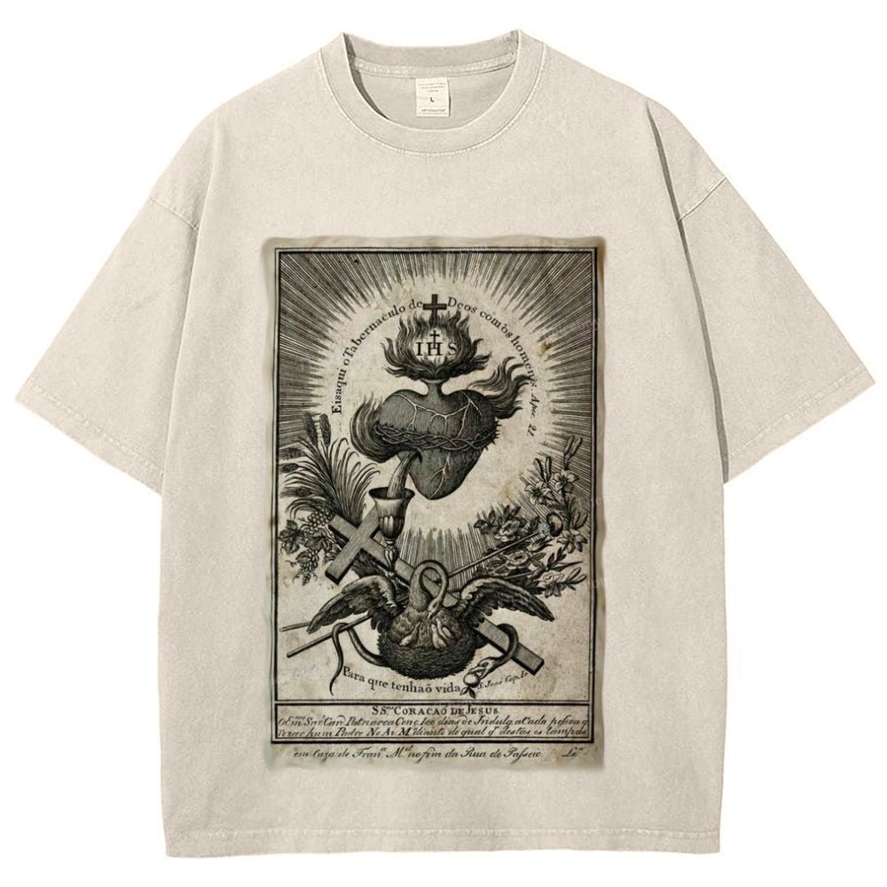 Sacred Heart of Jesus Snowflake Vintage Cotton T-Shirt