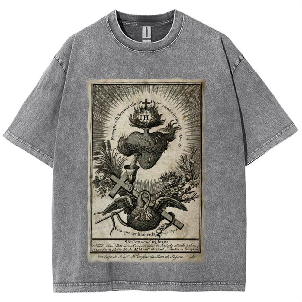 Sacred Heart of Jesus Snowflake Vintage Cotton T-Shirt