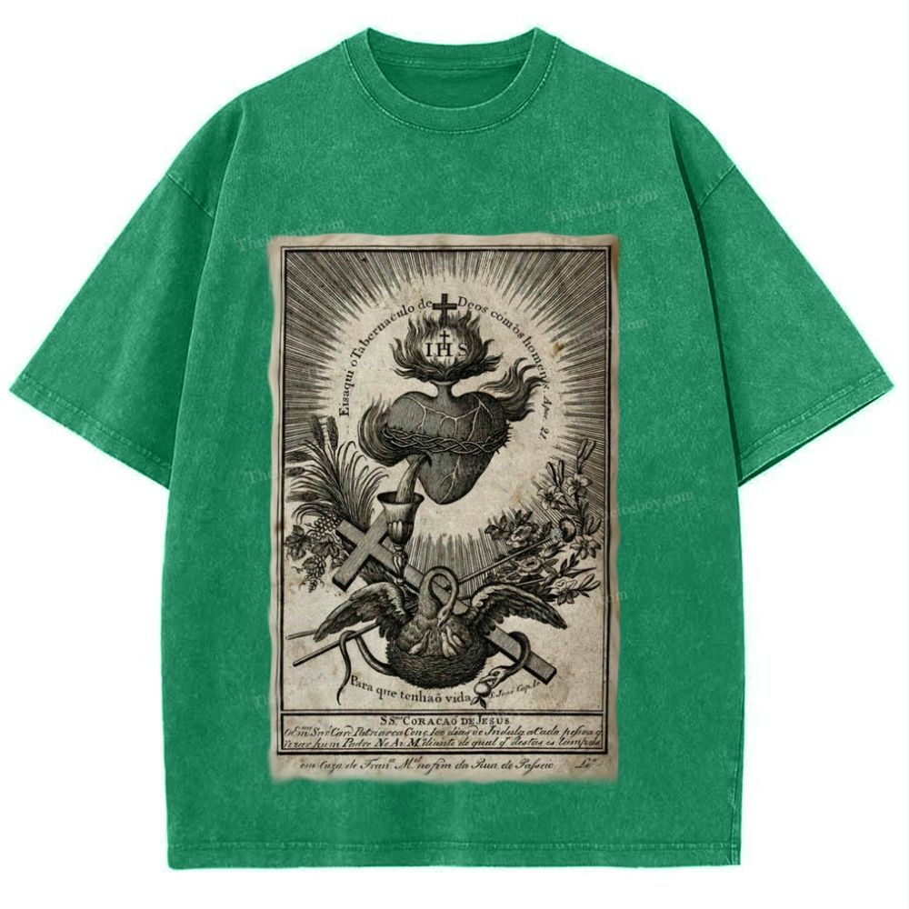 Sacred Heart of Jesus Snowflake Vintage Cotton T-Shirt