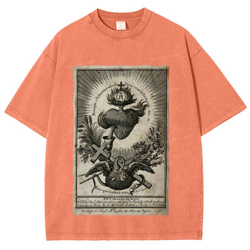 Sacred Heart of Jesus Snowflake Vintage Cotton T-Shirt