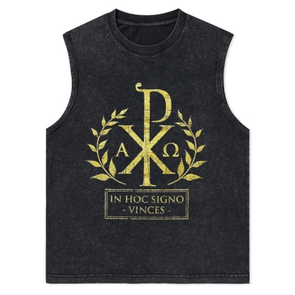 In This Sign Thou Shalt Conquer Christian Snowflake Washed Vest