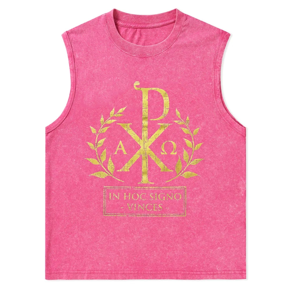 In This Sign Thou Shalt Conquer Christian Snowflake Washed Vest