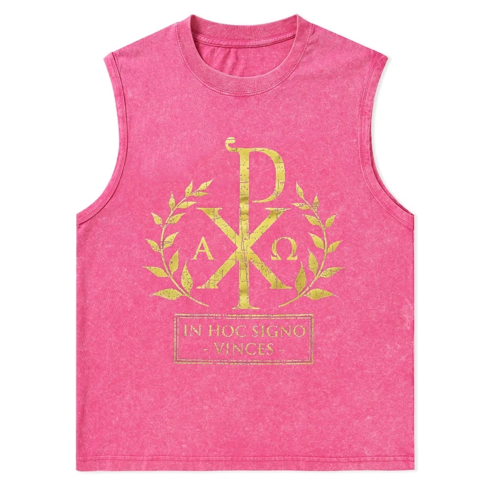 In This Sign Thou Shalt Conquer Christian Snowflake Washed Vest