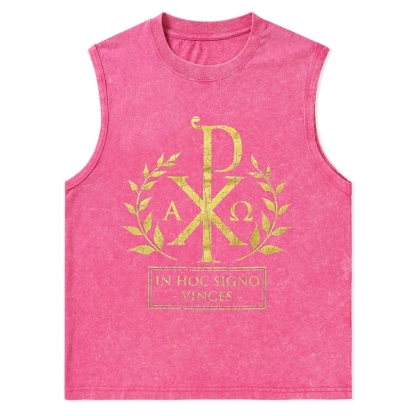 In This Sign Thou Shalt Conquer Christian Snowflake Washed Vest