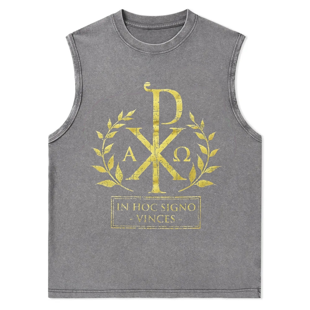 In This Sign Thou Shalt Conquer Christian Snowflake Washed Vest