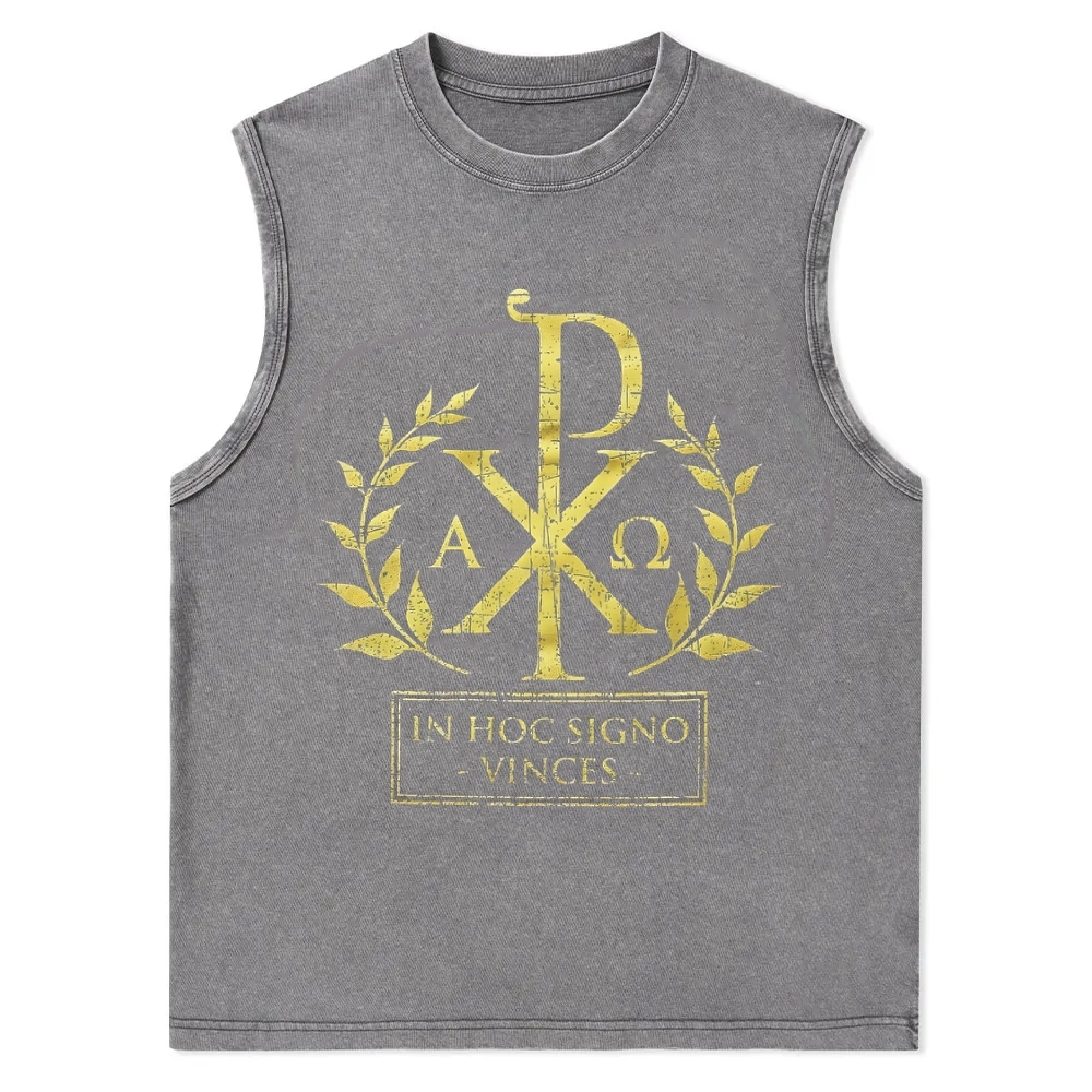 In This Sign Thou Shalt Conquer Christian Snowflake Washed Vest