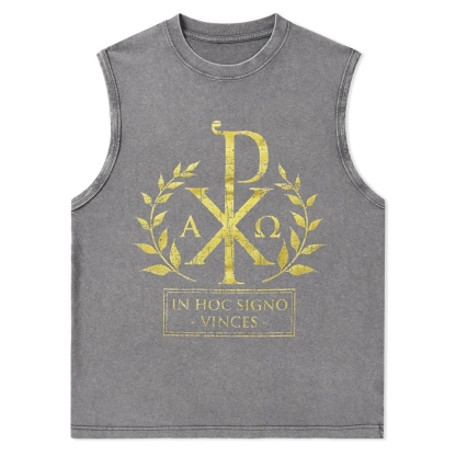 In This Sign Thou Shalt Conquer Christian Snowflake Washed Vest