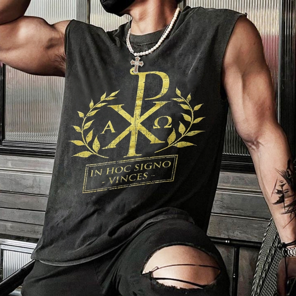 In This Sign Thou Shalt Conquer Christian Snowflake Washed Vest