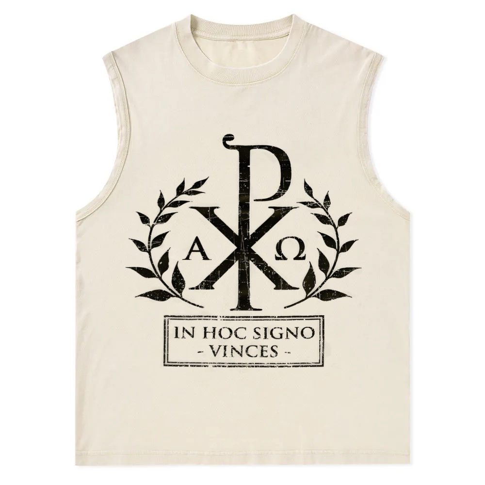 In This Sign Thou Shalt Conquer Christian Snowflake Washed Vest