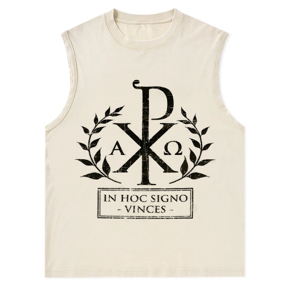 In This Sign Thou Shalt Conquer Christian Snowflake Washed Vest