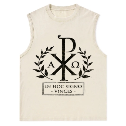 In This Sign Thou Shalt Conquer Christian Snowflake Washed Vest