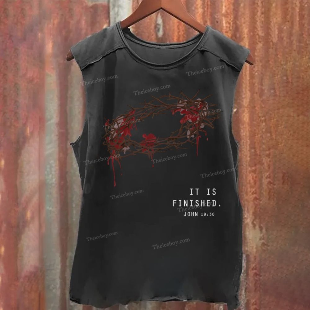 It Is Finished John 19:30 Vintage Washed Tank Top