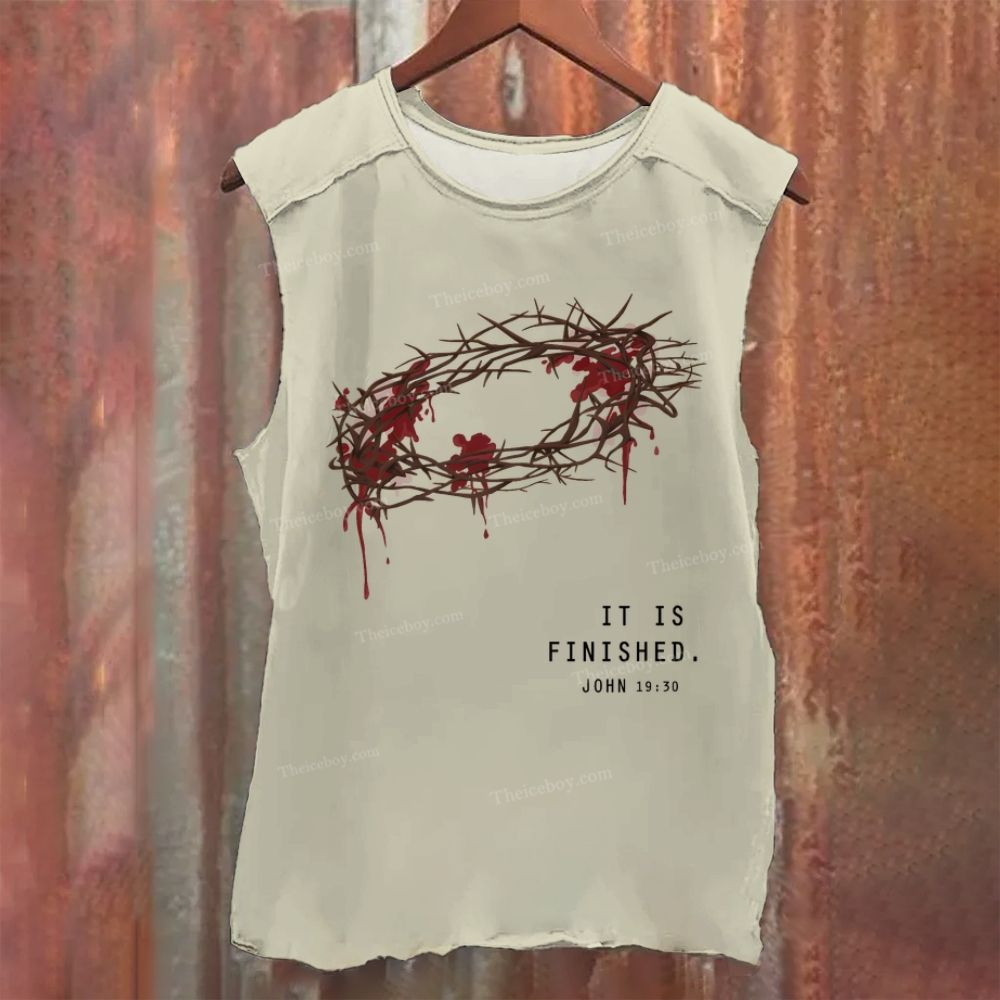 It Is Finished John 19:30 Vintage Washed Tank Top