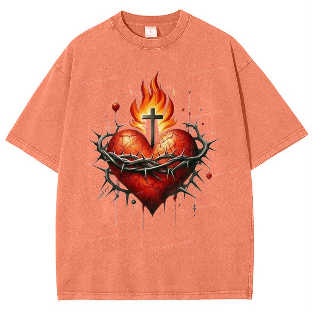 Sacred Heart Snowflake Vintage Cotton T-Shirt