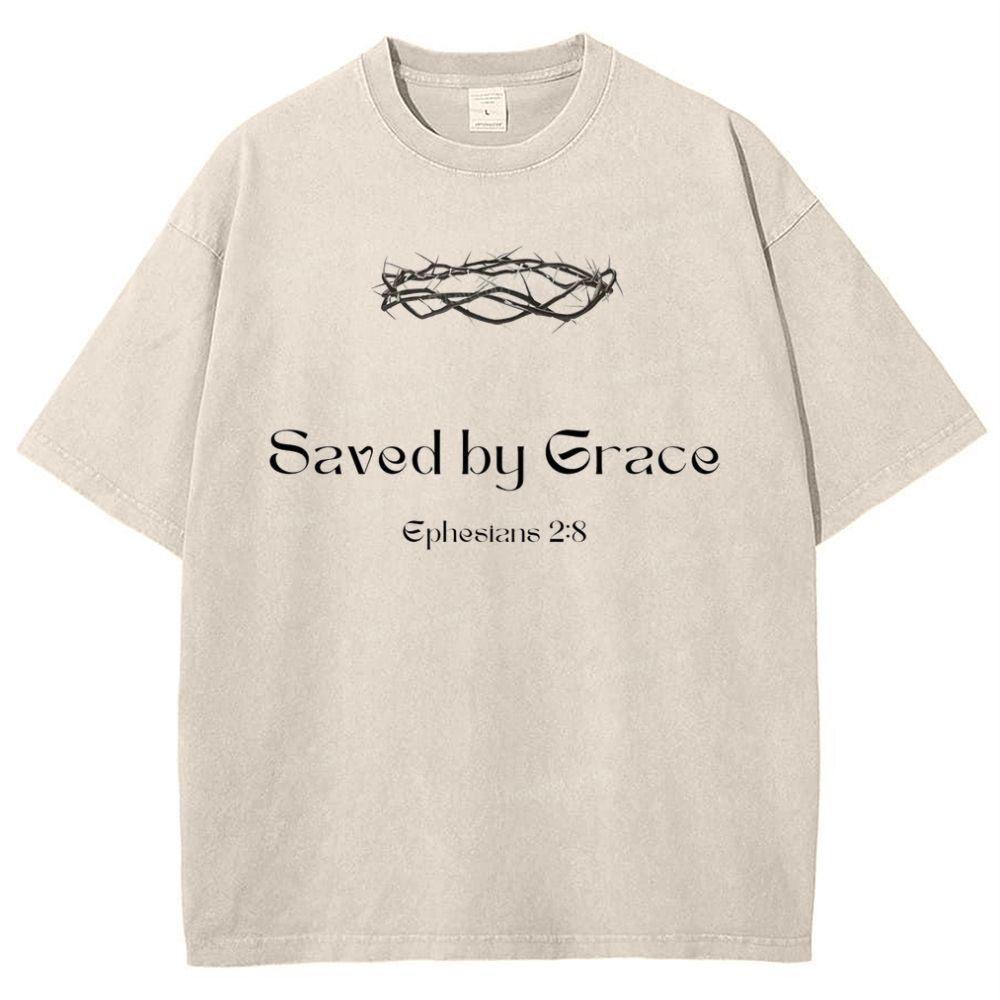 Saved By Grace Ephesians 2:8 Snowflake Vintage Cotton T-Shirt