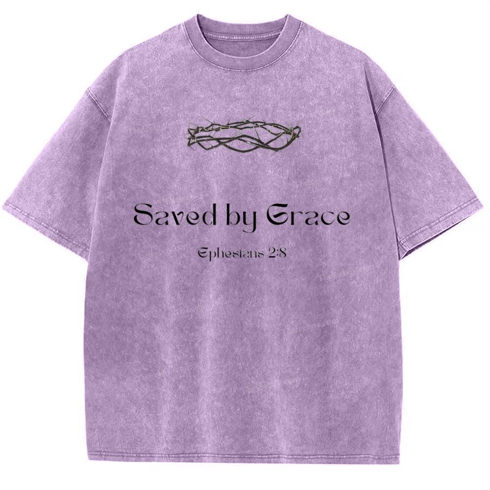 Saved By Grace Ephesians 2:8 Snowflake Vintage Cotton T-Shirt