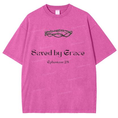 Saved By Grace Ephesians 2:8 Snowflake Vintage Cotton T-Shirt