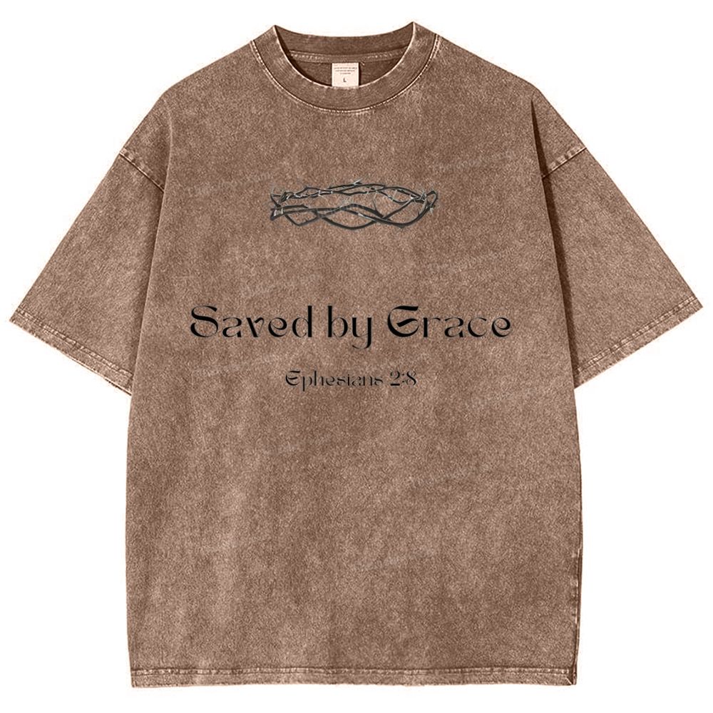 Saved By Grace Ephesians 2:8 Snowflake Vintage Cotton T-Shirt