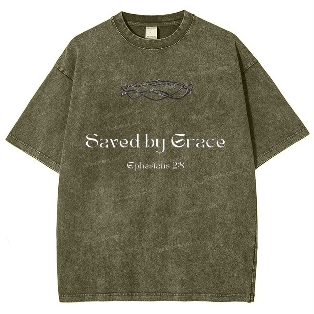 Saved By Grace Ephesians 2:8 Snowflake Vintage Cotton T-Shirt