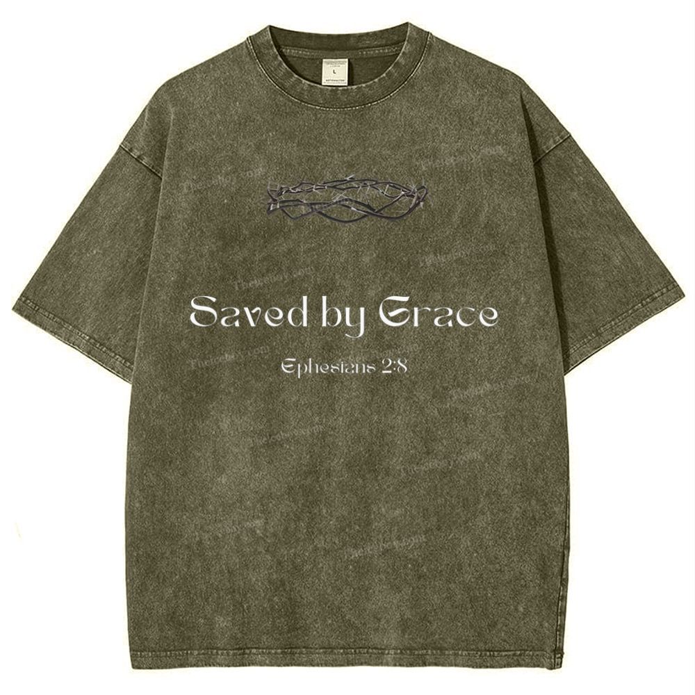 Saved By Grace Ephesians 2:8 Snowflake Vintage Cotton T-Shirt