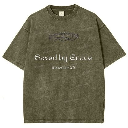 Saved By Grace Ephesians 2:8 Snowflake Vintage Cotton T-Shirt