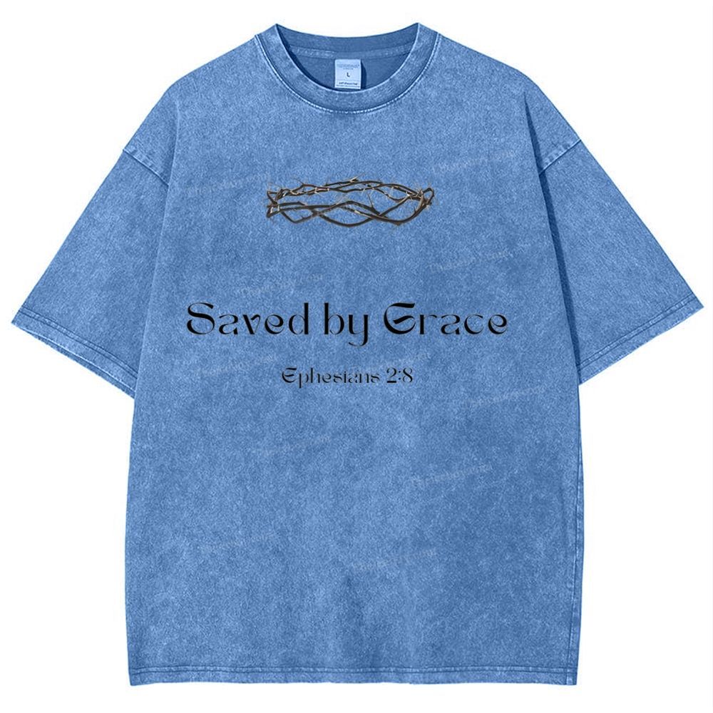 Saved By Grace Ephesians 2:8 Snowflake Vintage Cotton T-Shirt