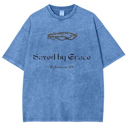 Saved By Grace Ephesians 2:8 Snowflake Vintage Cotton T-Shirt