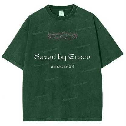 Saved By Grace Ephesians 2:8 Snowflake Vintage Cotton T-Shirt