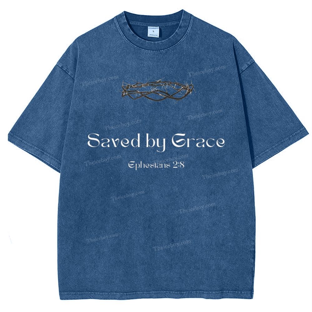 Saved By Grace Ephesians 2:8 Snowflake Vintage Cotton T-Shirt