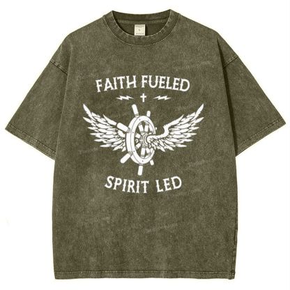 Faith Fueled Lettering Pattern Snowflake Vintage Cotton T-Shirt