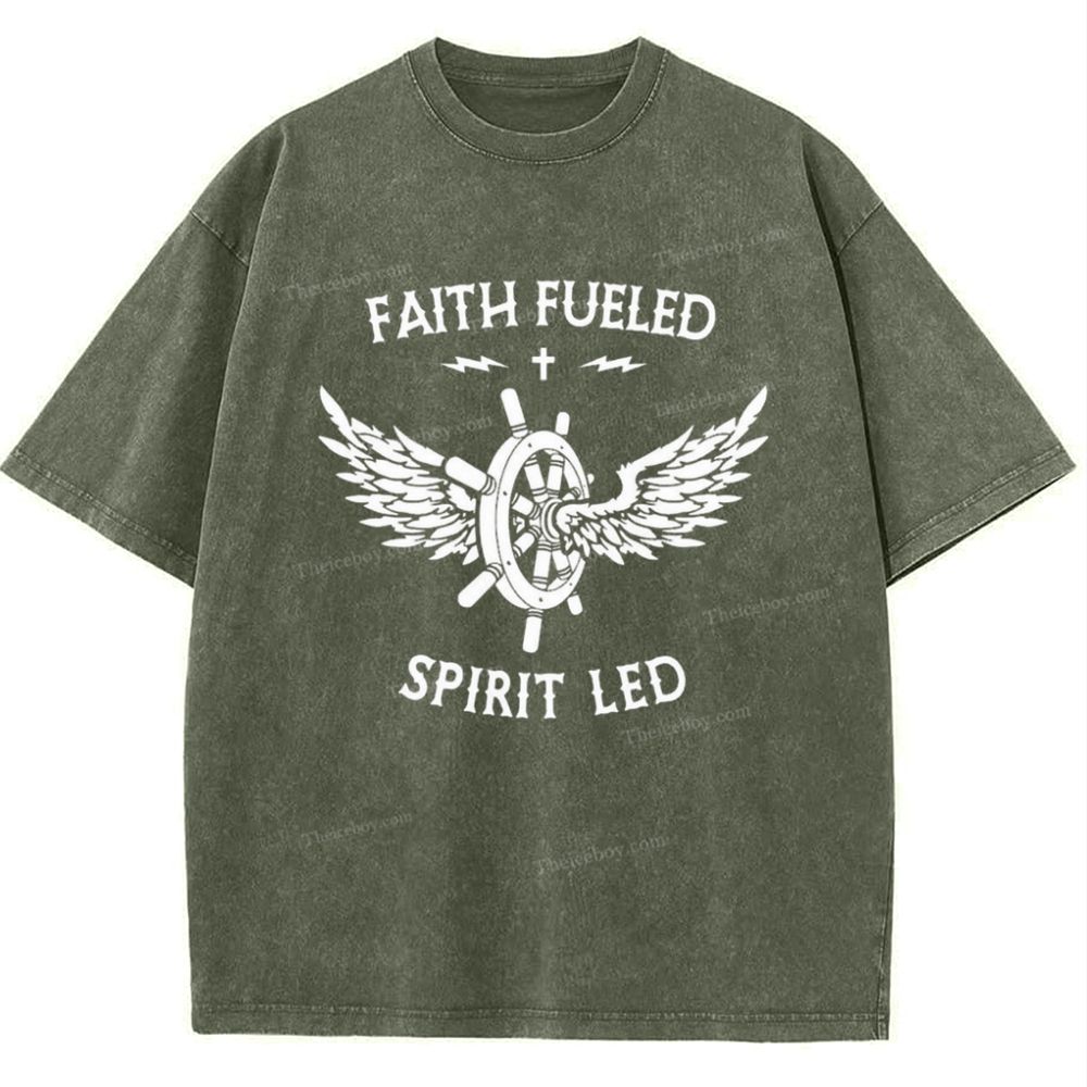 Faith Fueled Lettering Pattern Snowflake Vintage Cotton T-Shirt