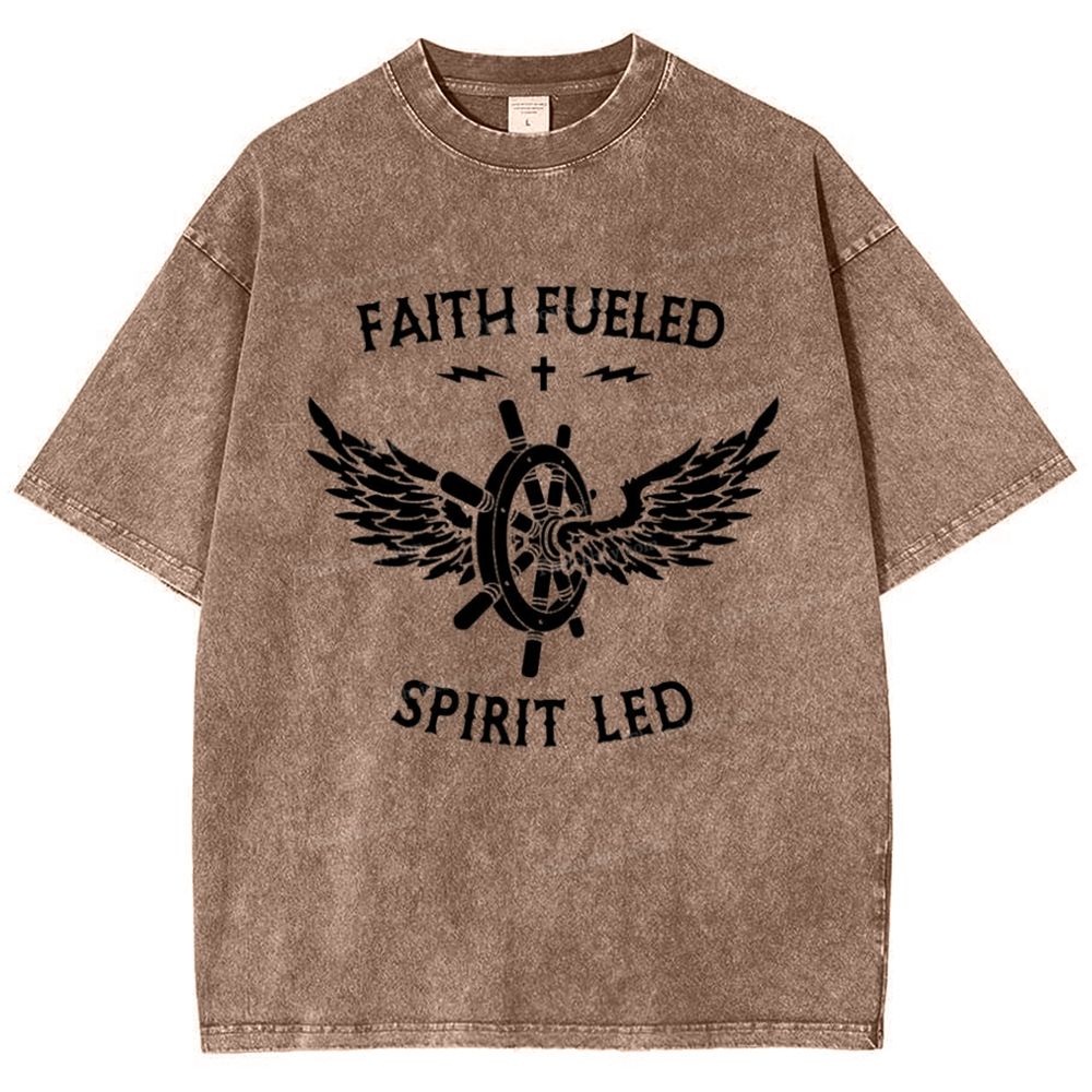 Faith Fueled Lettering Pattern Snowflake Vintage Cotton T-Shirt