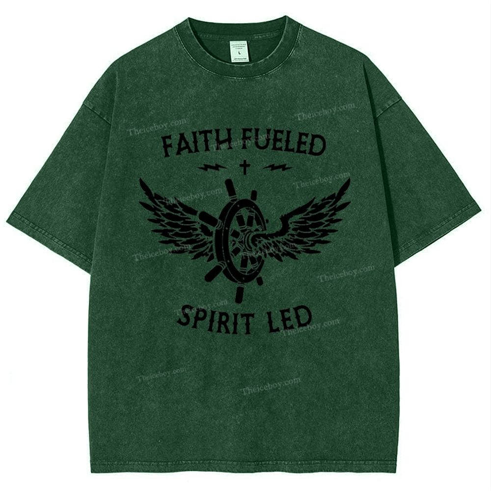 Faith Fueled Lettering Pattern Snowflake Vintage Cotton T-Shirt